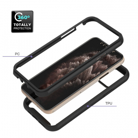 Husa Defense 360 + folie protectie pentru iPhone 12 Pro Max, Negru [1]