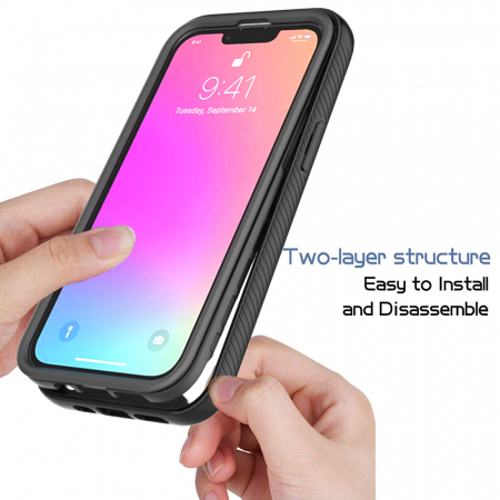 Husa Defense 360 + folie protectie pentru iPhone 13 Pro, Negru [2]