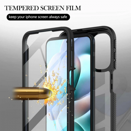 Husa Defense 360 + folie protectie pentru Motorola Moto G22, Negru [3]