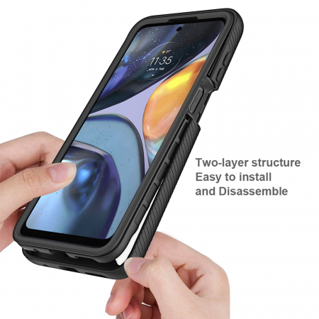 Husa Defense 360 + folie protectie pentru Motorola Moto G22, Negru [2]