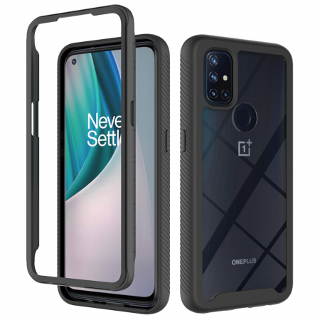 OnePlus - Husa Defense 360 + folie protectie pentru OnePlus Nord N100, Negru