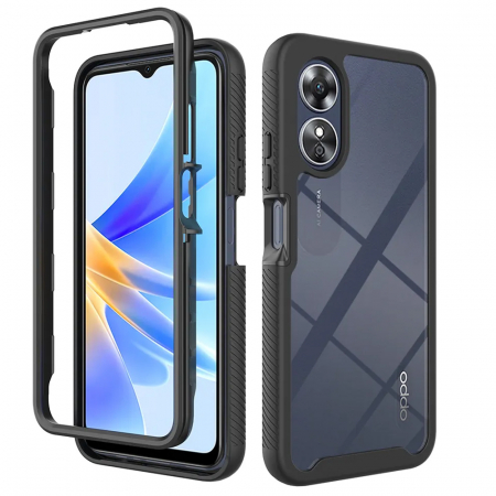 Oppo - Husa Defense 360 + folie protectie pentru OPPO A17, Negru