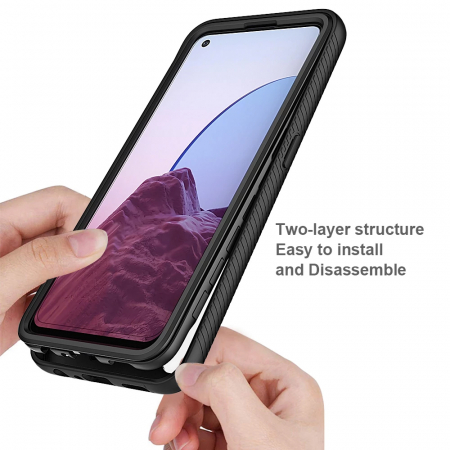 Husa Defense 360 + folie protectie pentru OPPO Reno 7 Lite / Reno8 Lite, Negru [2]