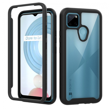 Realme - Husa Defense 360 + folie protectie pentru Realme C21Y, Negru