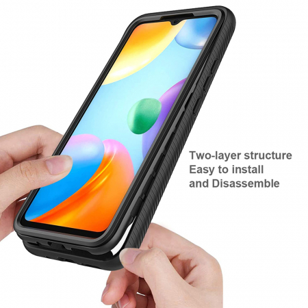 Husa Defense 360 + folie protectie pentru Xiaomi Redmi 10C, Negru [3]