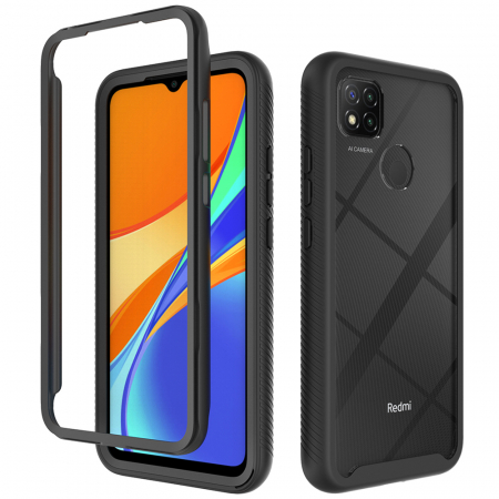 Xiaomi Redmi 9C - Husa Defense 360 + folie protectie pentru Xiaomi Redmi 9C, Negru