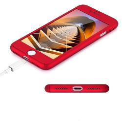 Husa Full Cover (fata + spate + geam sticla) pentru Apple iPhone 7 Plus, Red [1]