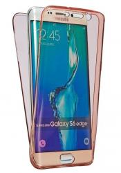 Husa Full TPU 360 (fata + spate) pentru Samsung Galaxy S6 Edge Plus, Rose Gold Transparent [3]