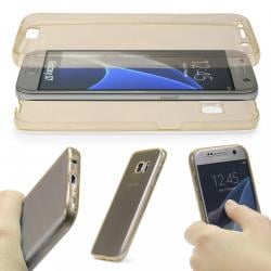 Husa Full TPU 360 (fata + spate) pentru Samsung Galaxy S7, Gold transparent [1]