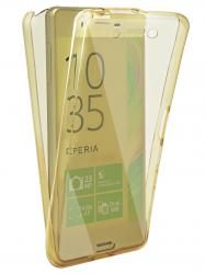 Husa Full TPU 360 (fata + spate) pentru Sony Xperia Z5, Gold transparent [0]