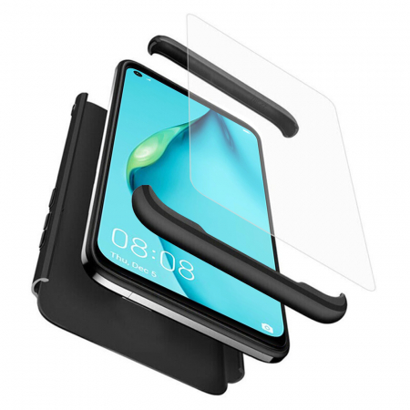 Huawei P40 Lite - Husa GKK 360 + folie protectie pentru Huawei P40 Lite, Negru