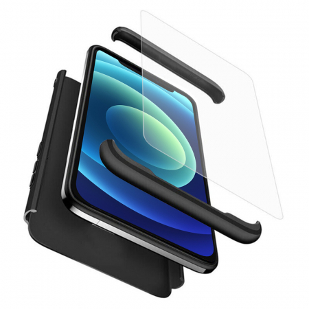 iPhone - Husa GKK 360 + folie protectie pentru Iphone 12 Mini, Negru