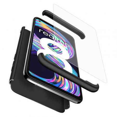 Realme - Husa GKK 360 + folie protectie pentru Realme 8 / 8 Pro, Negru