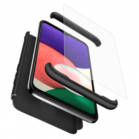 Galaxy A22 5G - Husa GKK 360 + folie protectie pentru Samsung Galaxy A22 5G, Negru