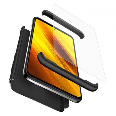 Xiaomi Poco X3 NFC - Husa GKK 360 + folie protectie pentru Xiaomi Poco X3 NFC, Negru