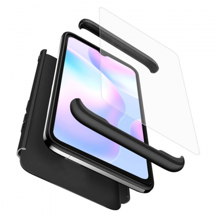 Xiaomi Redmi 9A - Husa GKK 360 + folie protectie pentru Xiaomi Redmi 9A, Negru