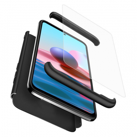 Xiaomi Redmi Note 10 / 10S - Husa GKK 360 + folie protectie pentru Xiaomi Redmi Note 10 / 10S, Negru