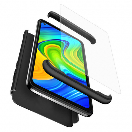Xiaomi Redmi Note 9 - Husa GKK 360 + folie protectie pentru Xiaomi Redmi Note 9, Negru