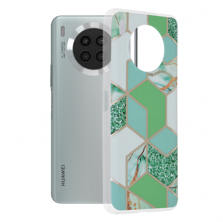 Huawei Nova 8i - Husa Huawei Nova 8i, Techsuit Marble Series, Green Hex