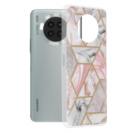 Huawei Nova 8i - Husa Huawei Nova 8i, Techsuit Marble Series, Pink Hex