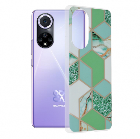 Huawei Nova 9 - Husa Huawei Nova 9, Techsuit Marble Series, Green Hex