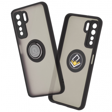 Huawei P40 Lite 5G - Husa Huawei P40 Lite 5G cu inel suport stand magnetic, Negru