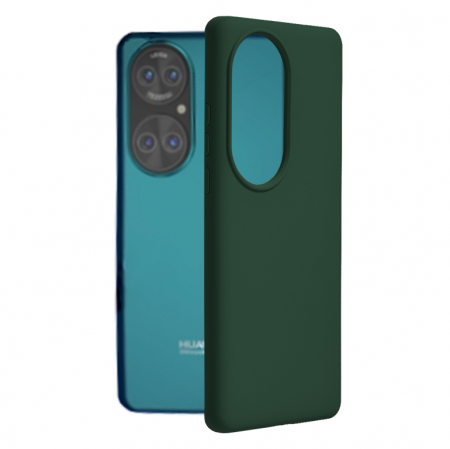 Huawei P50 Pro - Husa Huawei P50 Pro, Soft Edge Silicone, Dark Green