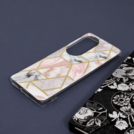 Husa Huawei P50 Pro, Techsuit Marble Series, Pink Hex [3]