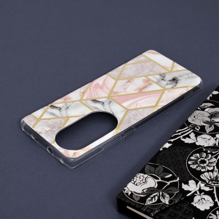 Husa Huawei P50 Pro, Techsuit Marble Series, Pink Hex [4]