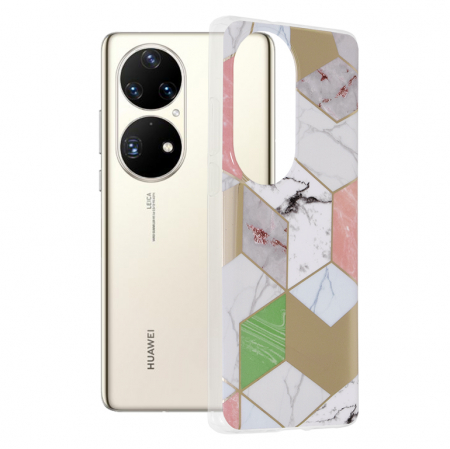 Huawei P50 Pro - Husa Huawei P50 Pro, Techsuit Marble Series, Purple Hex