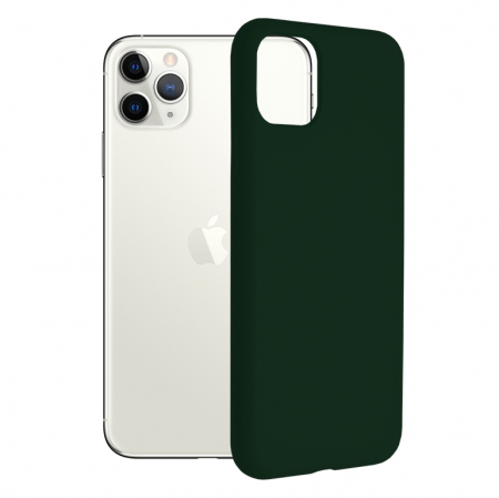 iPhone 11 Pro Max - Husa iPhone 11 Pro Max, Soft Edge Silicone, Dark Green