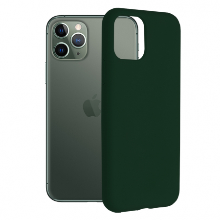 iPhone 11 Pro - Husa iPhone 11 Pro, Soft Edge Silicone, Dark Green
