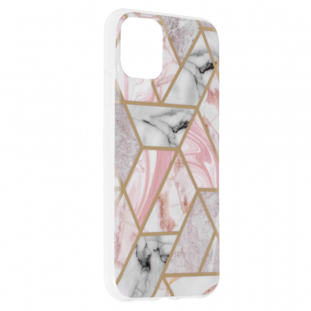 Husa iPhone 11, Techsuit Marble Series, Pink Hex [1]