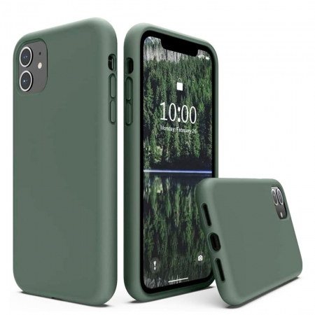 Husa iPhone 12 / 12 Pro, Soft Edge Silicone, Dark Green [4]