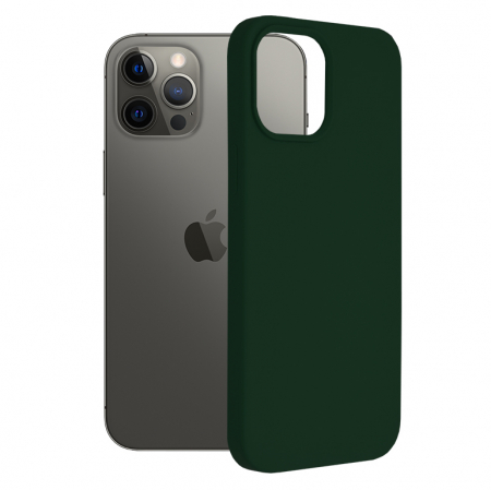 iPhone 12 Pro Max - Husa iPhone 12 Pro Max, Soft Edge Silicone, Dark Green
