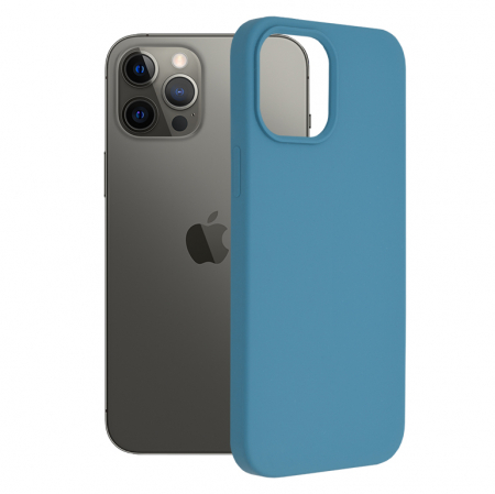 iPhone 12 Pro Max - Husa iPhone 12 Pro Max, Soft Edge Silicone, Denim Blue