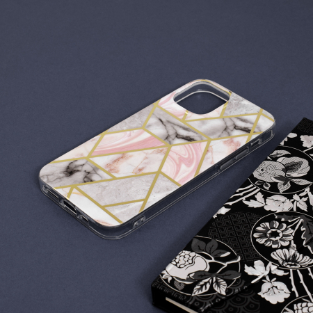 Husa iPhone 12, Techsuit Marble Series, Pink Hex [3]