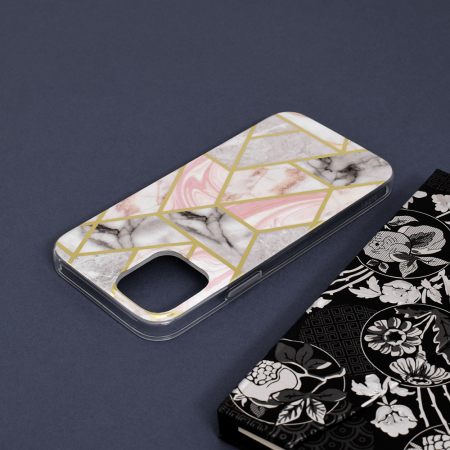 Husa iPhone 12, Techsuit Marble Series, Pink Hex [4]