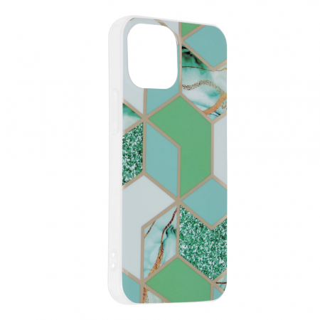 Husa iPhone 13 Mini, Techsuit Marble Series, Green Hex [1]