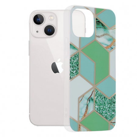 iPhone 13 Mini - Husa iPhone 13 Mini, Techsuit Marble Series, Green Hex