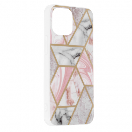 Husa iPhone 13 Mini, Techsuit Marble Series, Pink Hex [1]