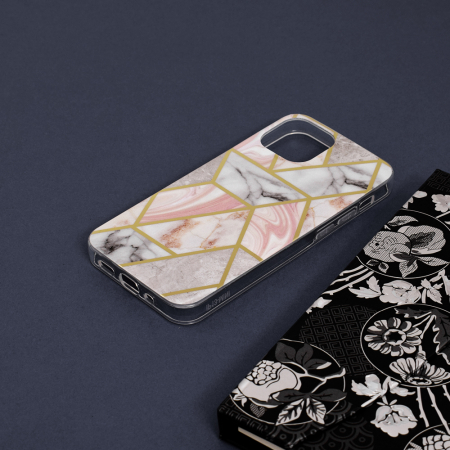 Husa iPhone 13 Mini, Techsuit Marble Series, Pink Hex [3]