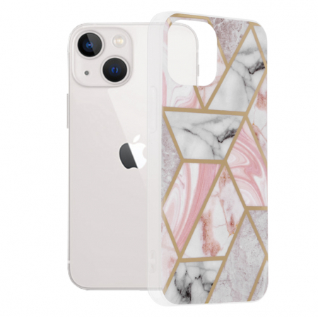iPhone 13 Mini - Husa iPhone 13 Mini, Techsuit Marble Series, Pink Hex