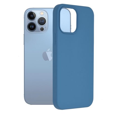 iPhone 13 Pro Max - Husa iPhone 13 Pro Max, Soft Edge Silicone, Denim Blue