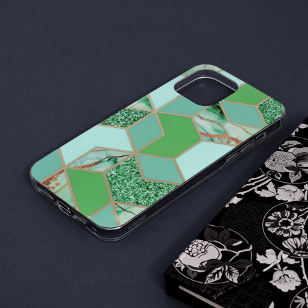 Husa iPhone 13 Pro Max, Techsuit Marble Series, Green Hex [3]