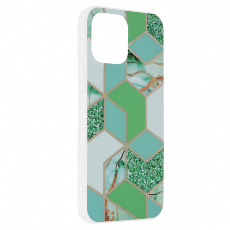 Husa iPhone 13 Pro Max, Techsuit Marble Series, Green Hex [1]