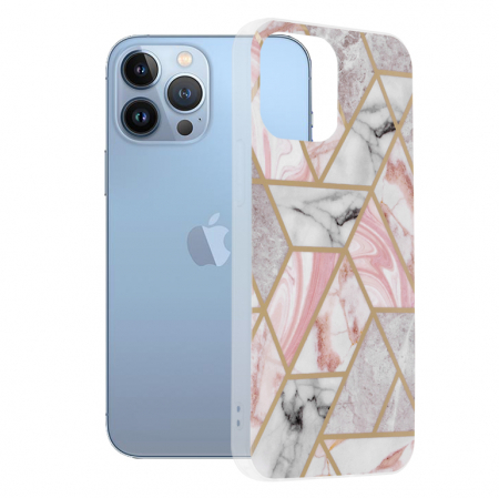 iPhone 13 Pro Max - Husa iPhone 13 Pro Max, Techsuit Marble Series, Pink Hex