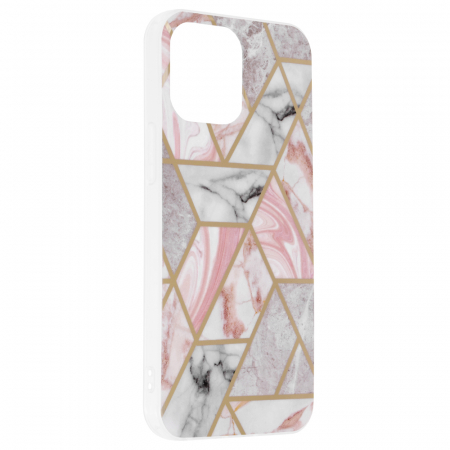 Husa iPhone 13 Pro Max, Techsuit Marble Series, Pink Hex [1]