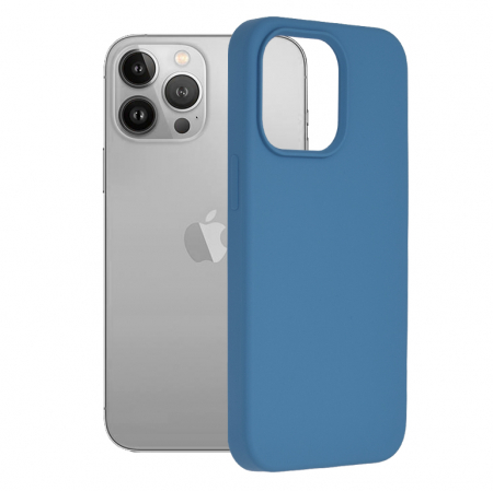 iPhone 13 Pro - Husa iPhone 13 Pro, Soft Edge Silicone, Denim Blue