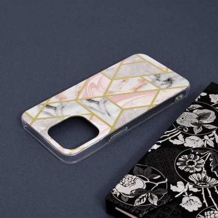Husa iPhone 13 Pro, Techsuit Marble Series, Pink Hex [3]